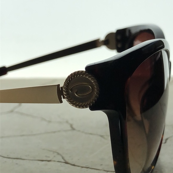 Oscar DeLa Renta Cat Eye Tortoise Shell Frame Gold Thin Arm Tan Tint - Picture 8 of 8